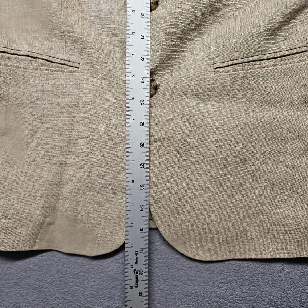 AKA Eddie Bauer Mens 38R Linen Blazer Tan Oatmeal 2 Button Sport Coat Regular